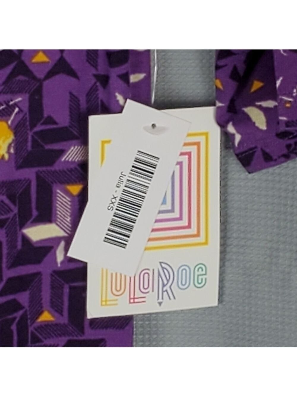 NWT Lularoe Julia, purple with multicolored pattern, size XXS - Picture 5 of 5